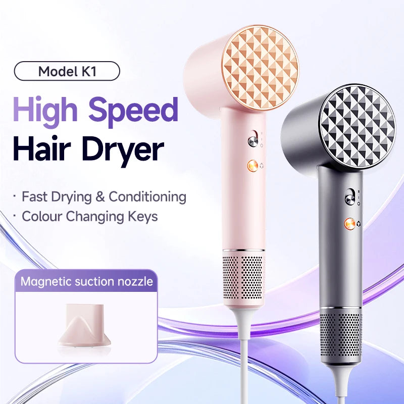 Electric Wall Mounted Hair Dryer Home Hotel Use LCD Temperature Control Plastic Concentrator Nozzle Convenience Outdoor